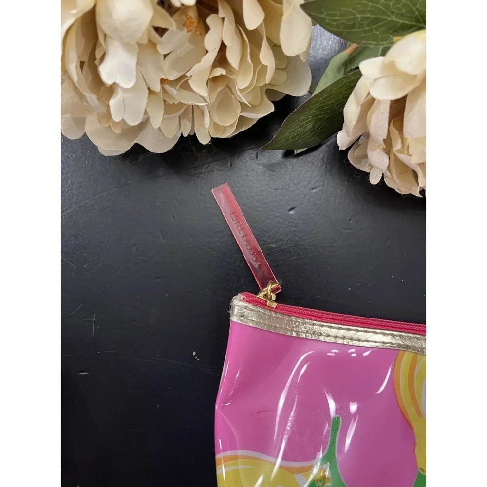 Lilly Pulitzer Estee Lauder Pucker Up Costmetic Bag Lemon Pink Makeup Bag Pouch